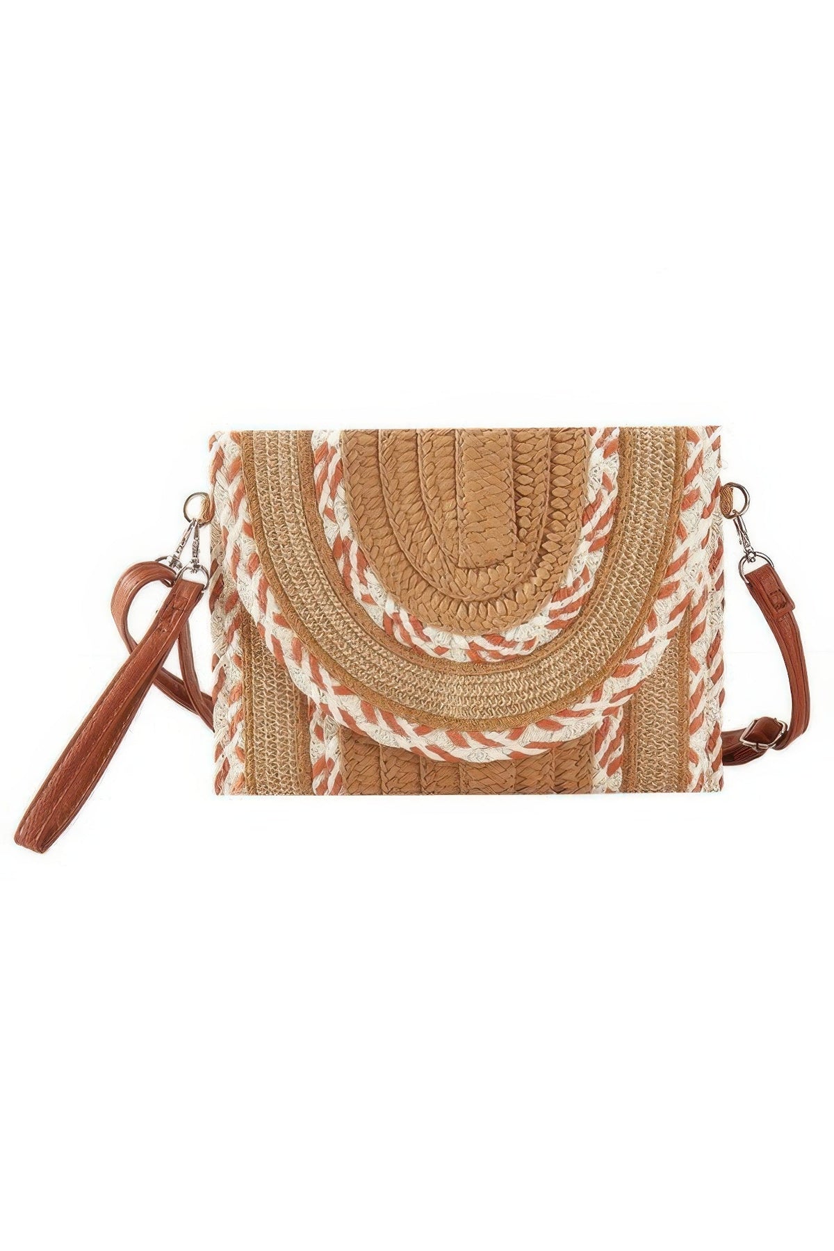 Multi Pattern Straw Clutch &amp; Crossbody Bag