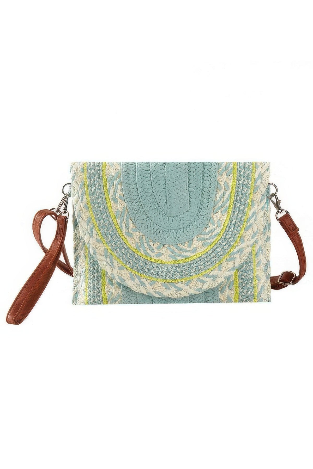 Multi Pattern Straw Clutch &amp; Crossbody Bag