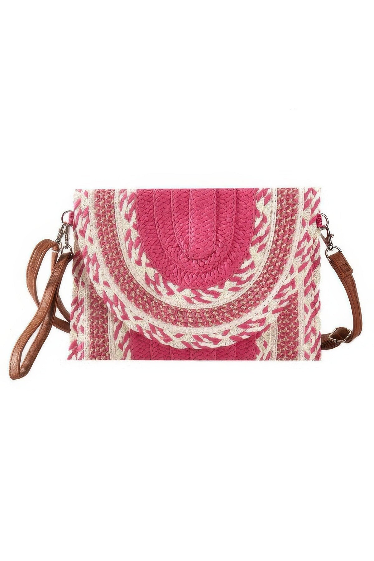 Multi Pattern Straw Clutch &amp; Crossbody Bag