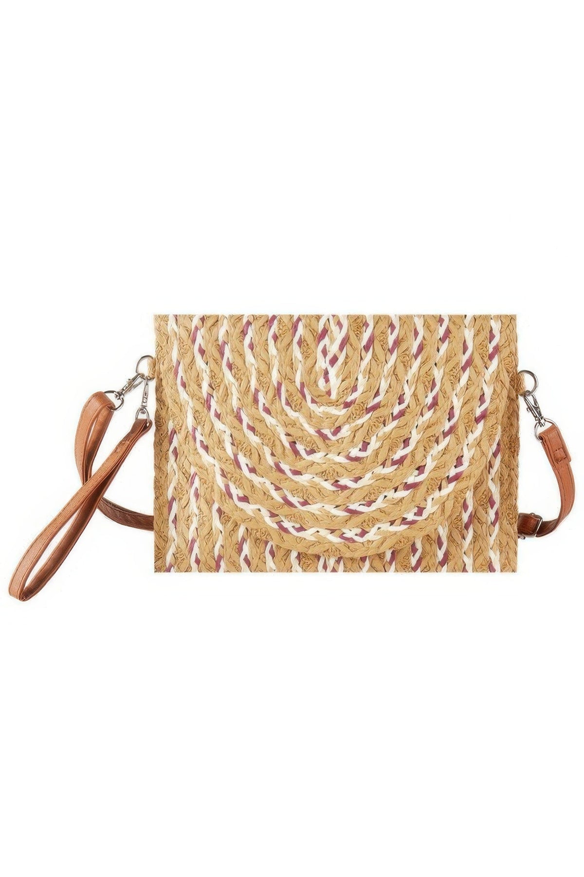 Multi Color Straw Clutch &amp; Crossbody Bag