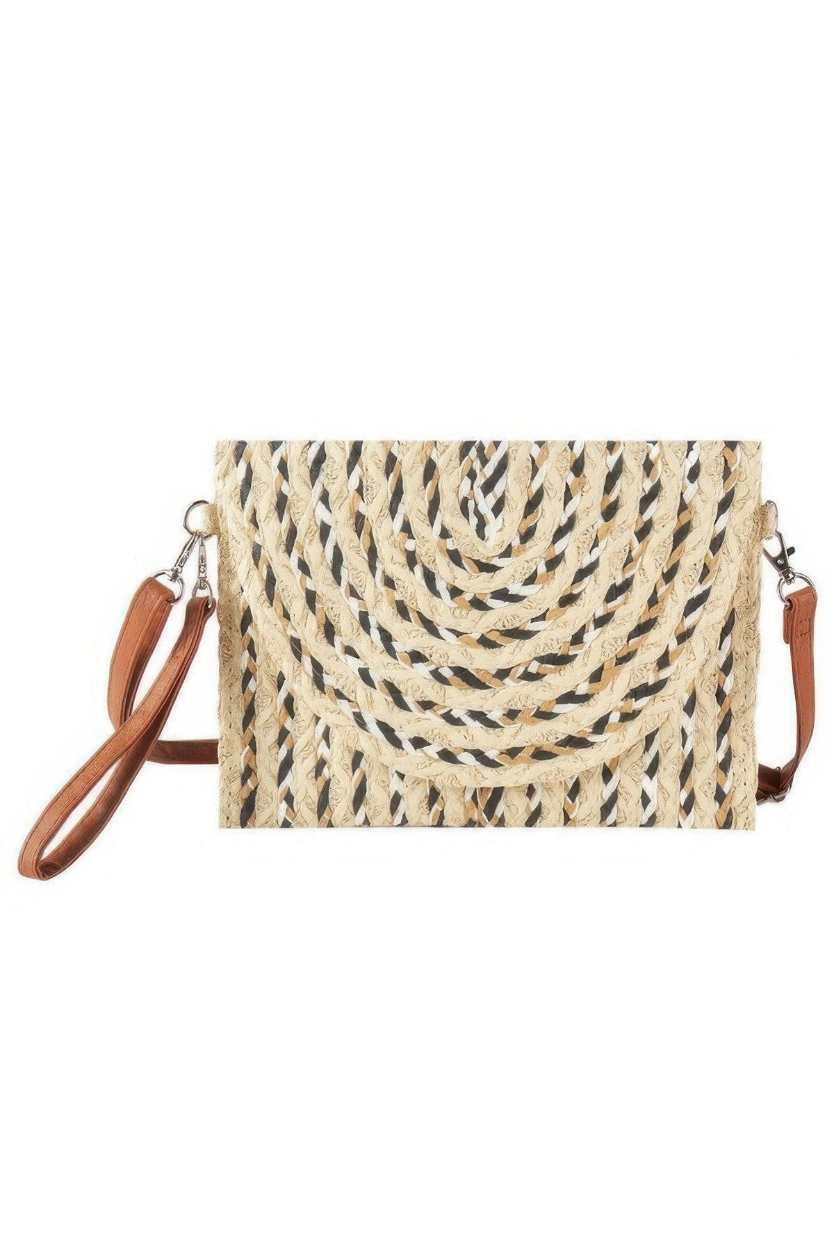 Multi Color Straw Clutch &amp; Crossbody Bag