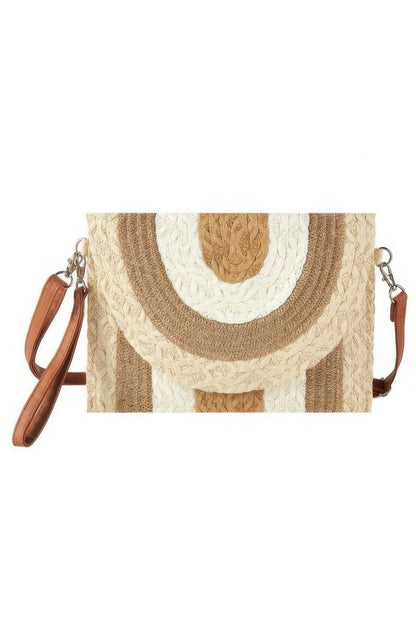 Metallic Lined Multicolor Straw Clutchcrossbodybag