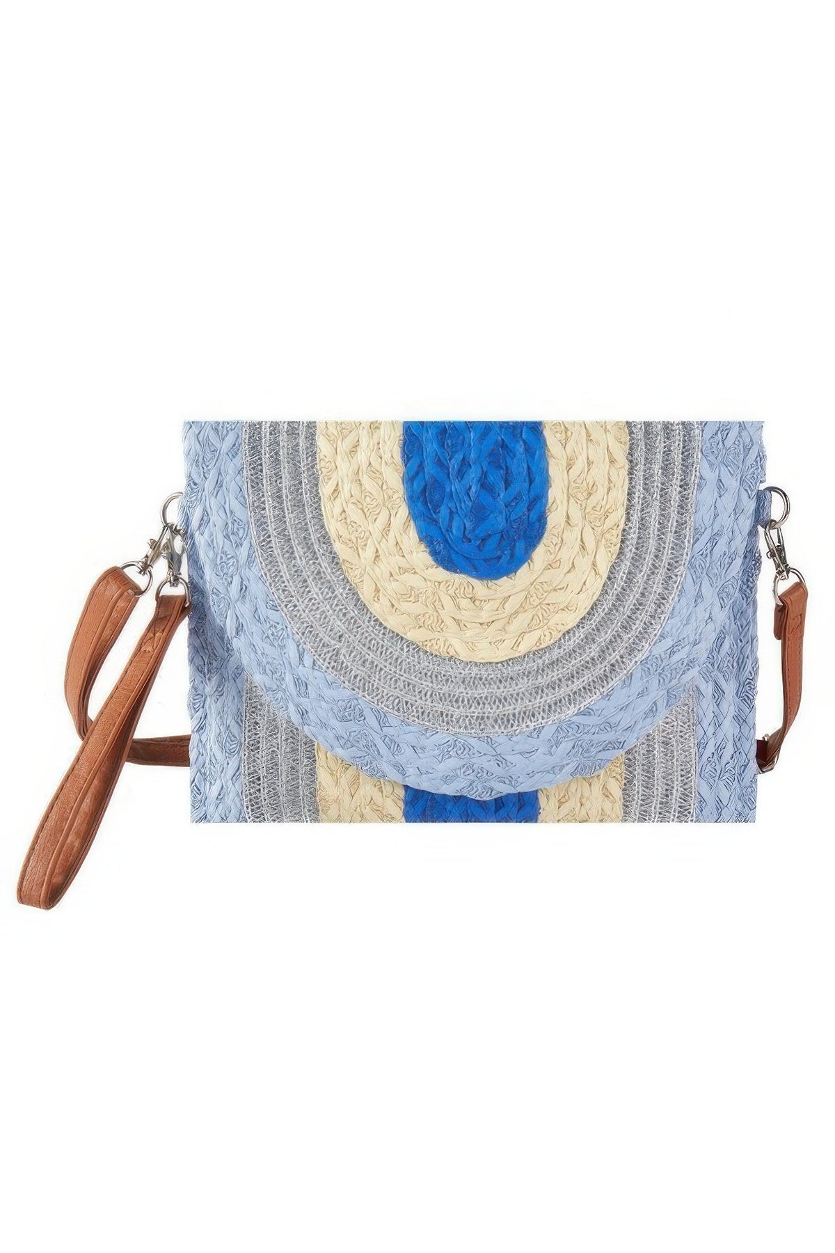 Metallic Lined Multicolor Straw Clutchcrossbodybag