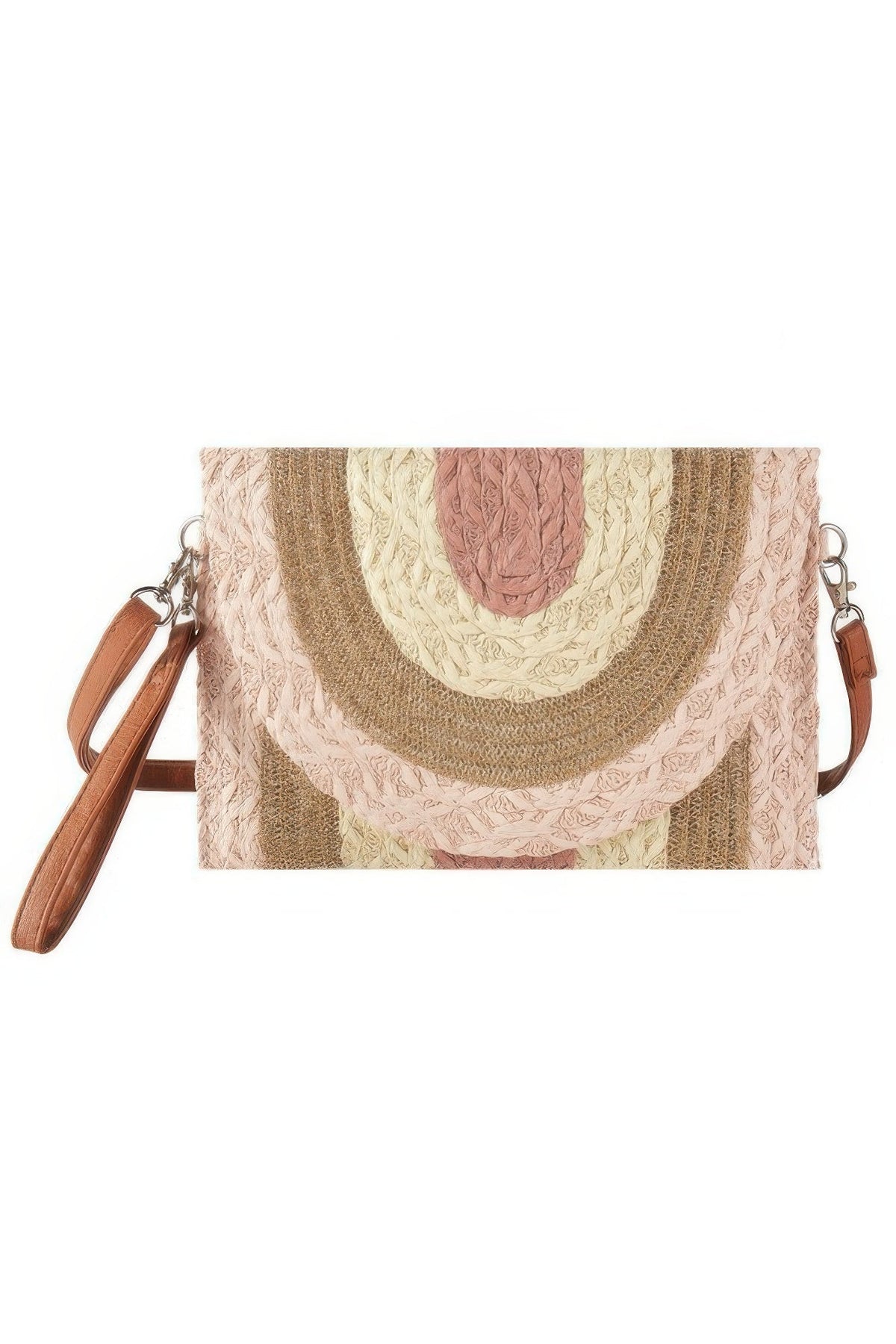 Metallic Lined Multicolor Straw Clutchcrossbodybag