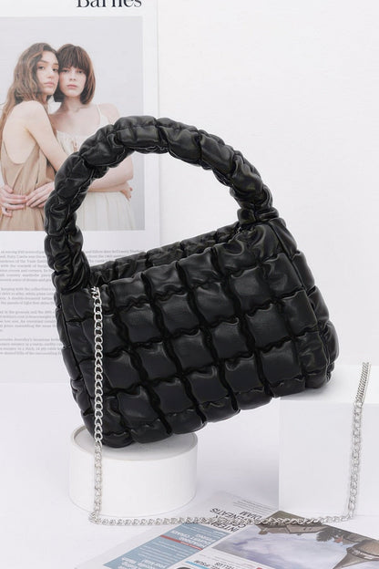 Quilted Faux Leather Padded Handle Bag