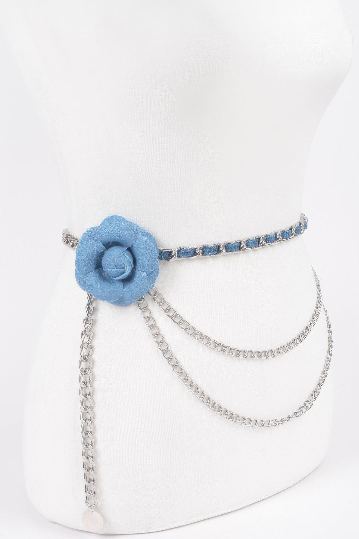 Flower Metal Double Layered Chain Belt