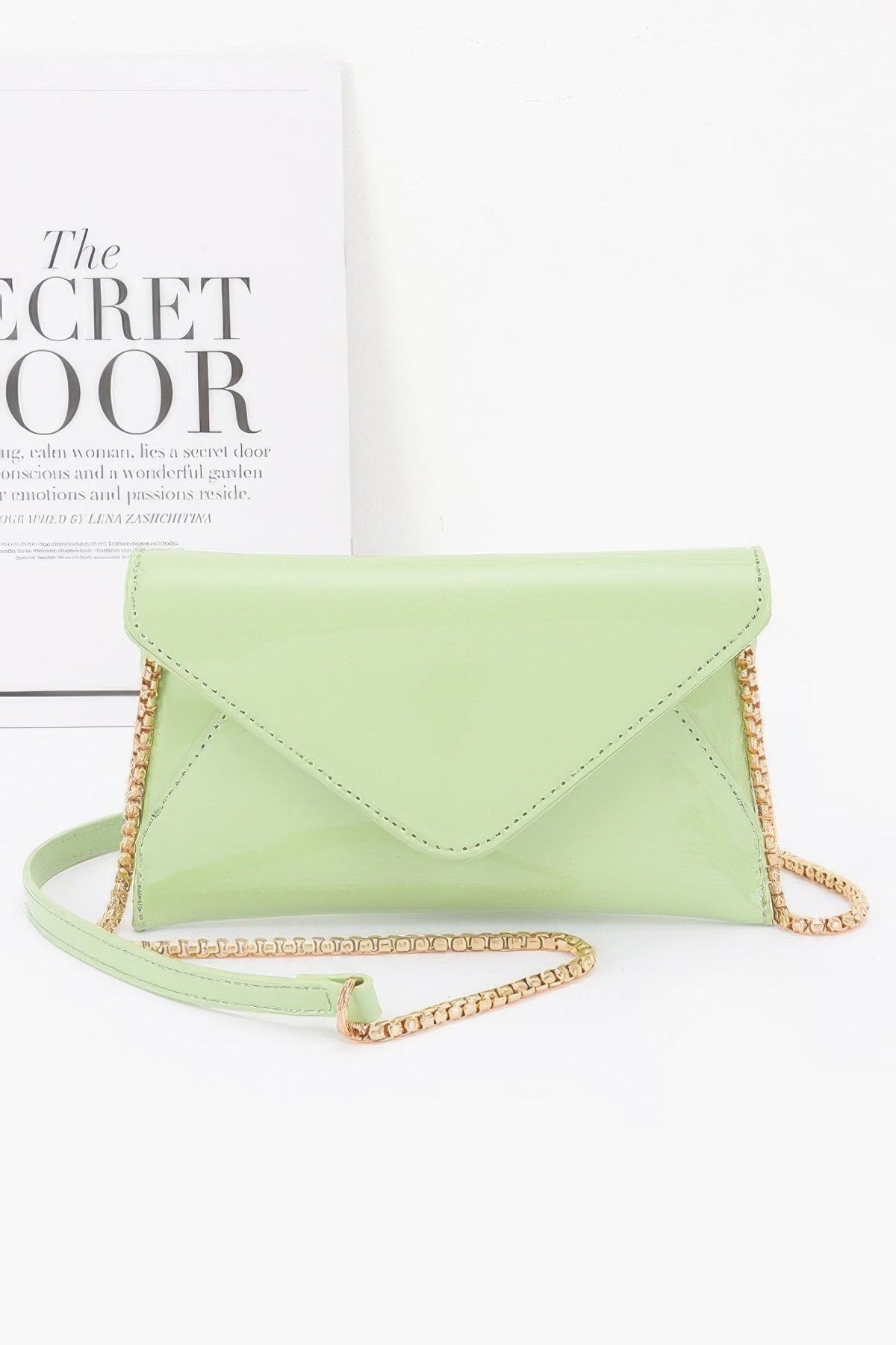 Enamel Envelope Clutch