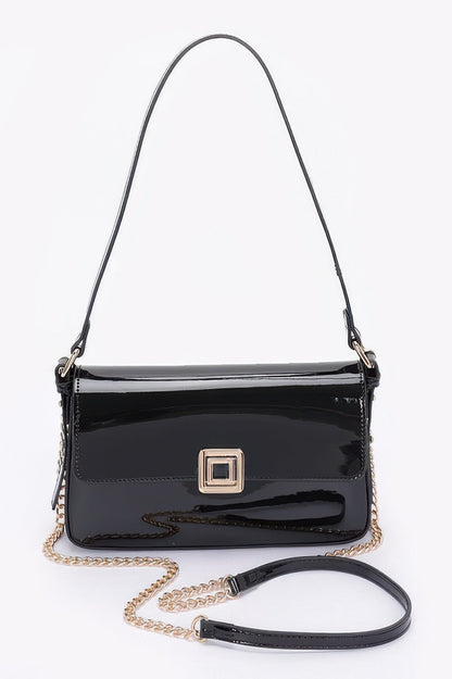 Enamel Flap Shoulder Bag
