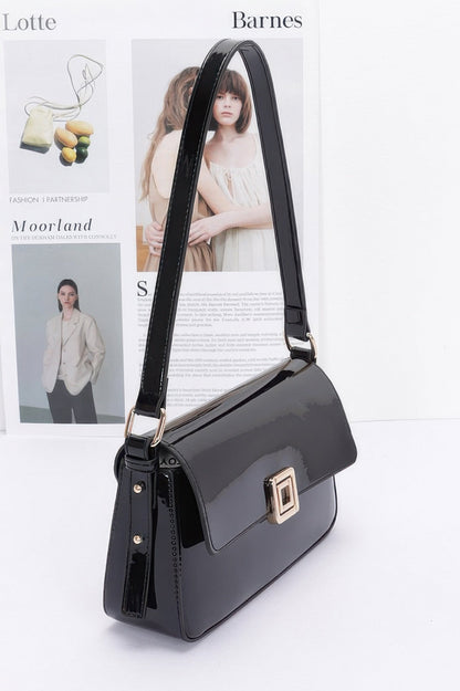 Enamel Flap Shoulder Bag