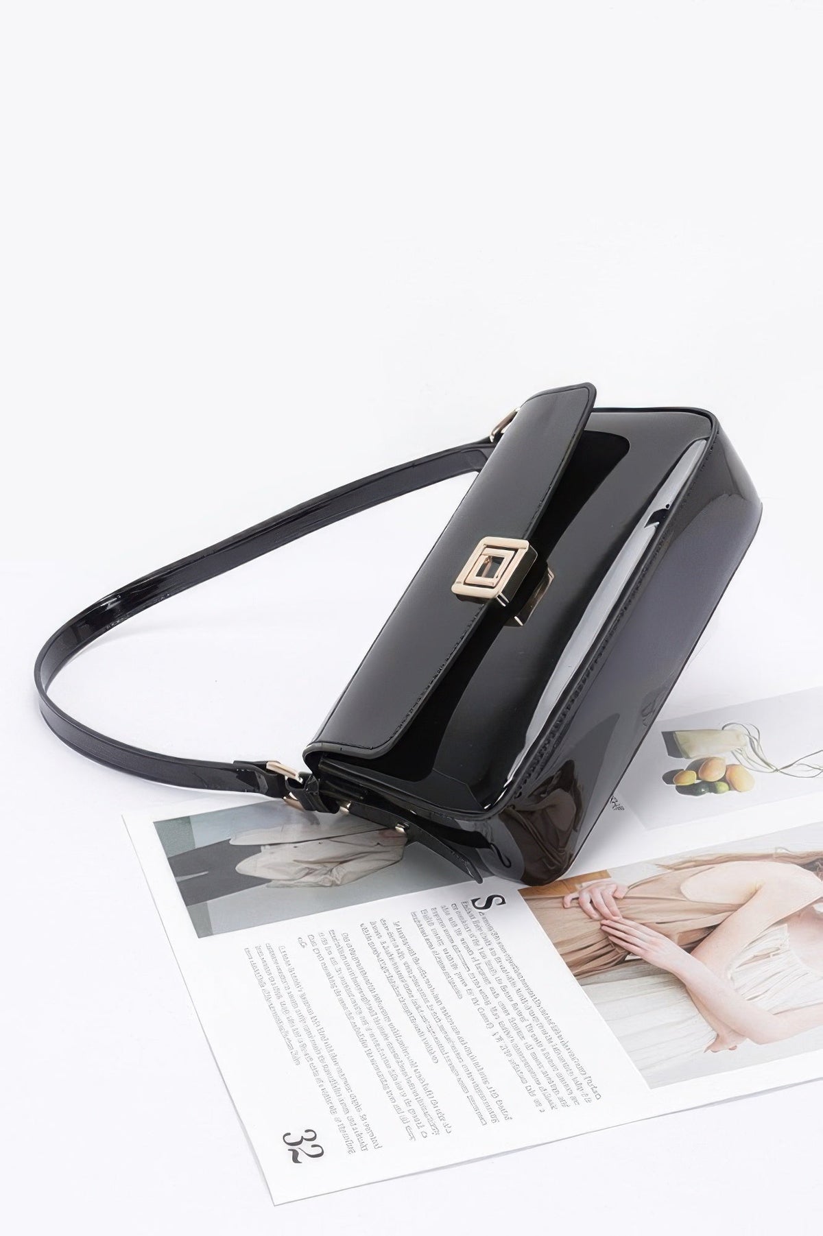 Enamel Flap Shoulder Bag