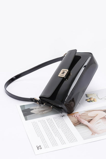 Enamel Flap Shoulder Bag