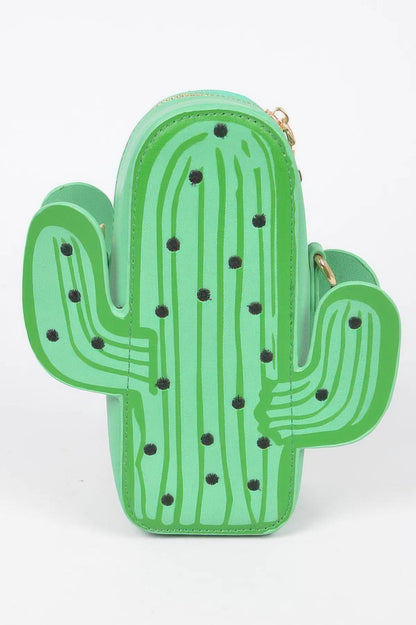 Faux Leather Cactus Crossbody Bag