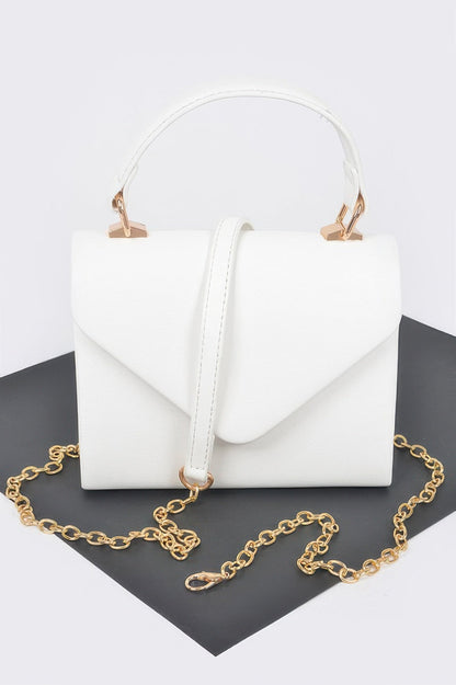 Faux Leather Simple Handle Clutch
