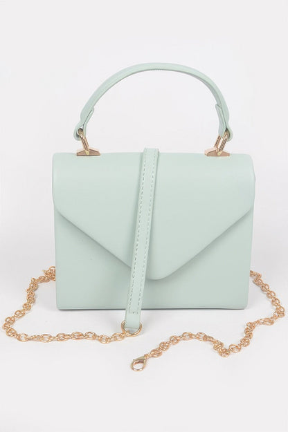 Faux Leather Simple Handle Clutch
