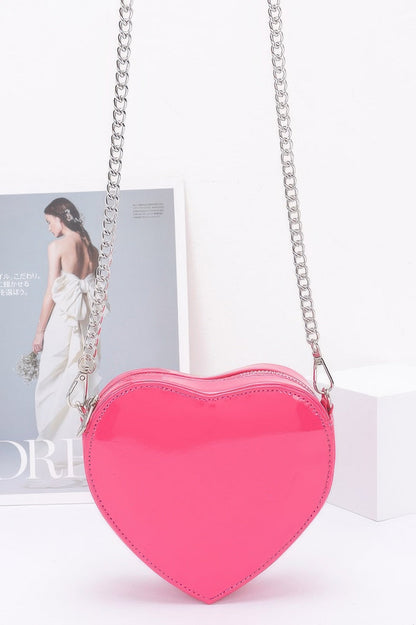 Enamel Heart Shape Crossbody Bag