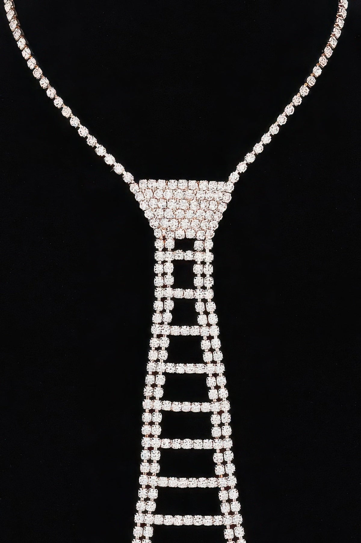 Rhinestone Necktie Necklace