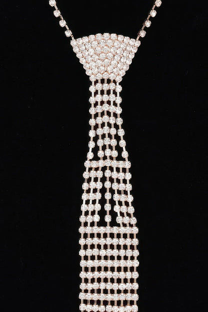 Rhinestone Necktie Necklace