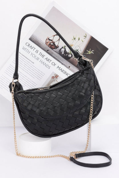 Faux Leather Braided Double Hobo Bag