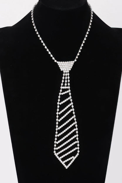 Rhinestone Necktie Necklace
