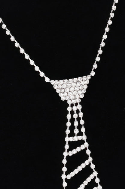 Rhinestone Necktie Necklace
