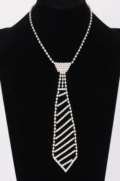 Rhinestone Necktie Necklace