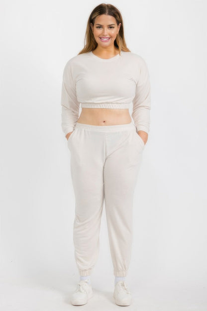 Plus Size French Terry Pullover &amp; Joggers Set