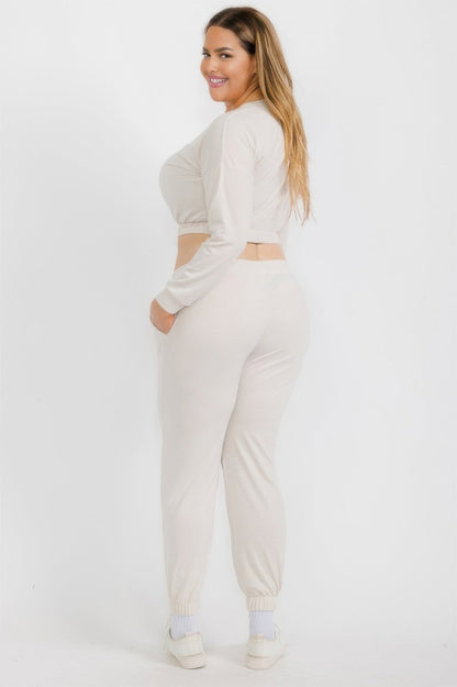 Plus Size French Terry Pullover &amp; Joggers Set