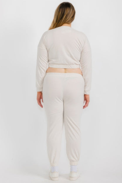 Plus Size French Terry Pullover &amp; Joggers Set
