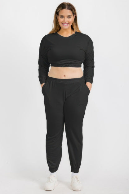 Plus Size French Terry Pullover &amp; Joggers Set