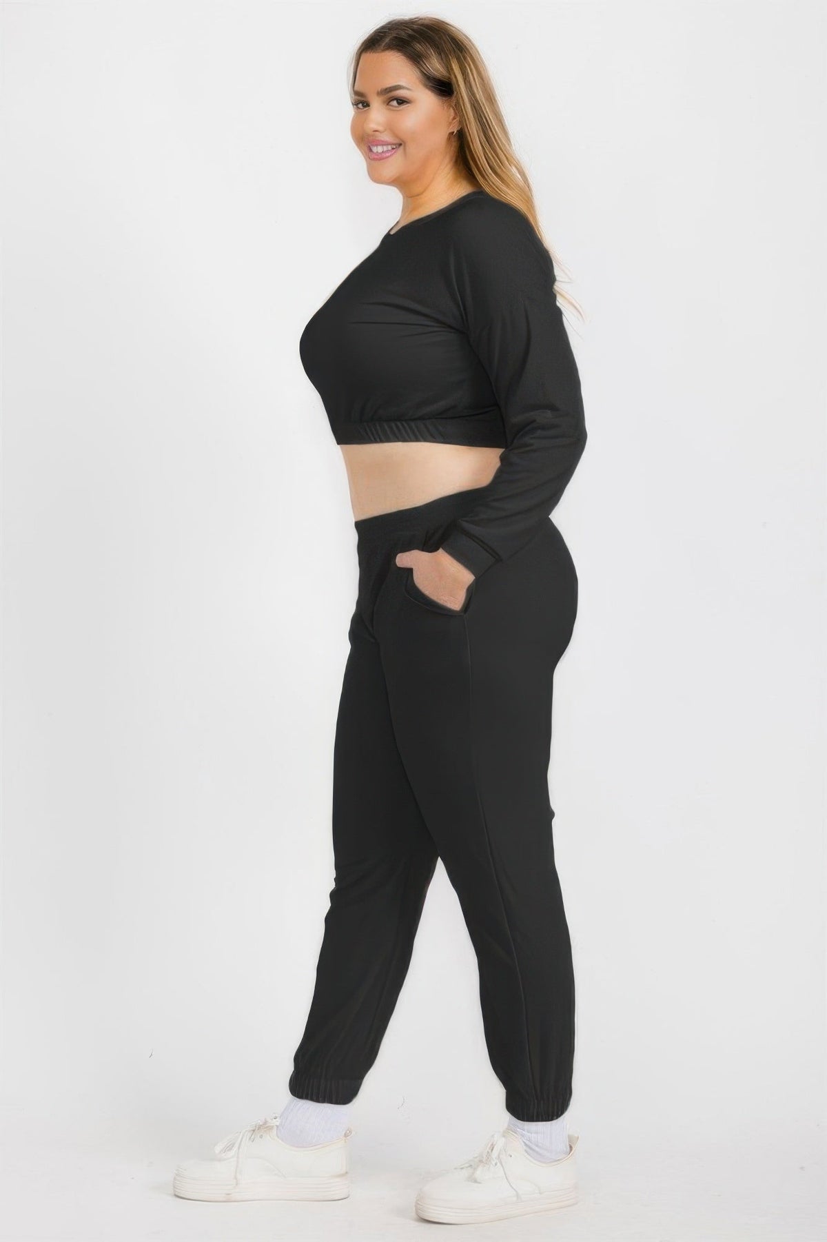 Plus Size French Terry Pullover &amp; Joggers Set