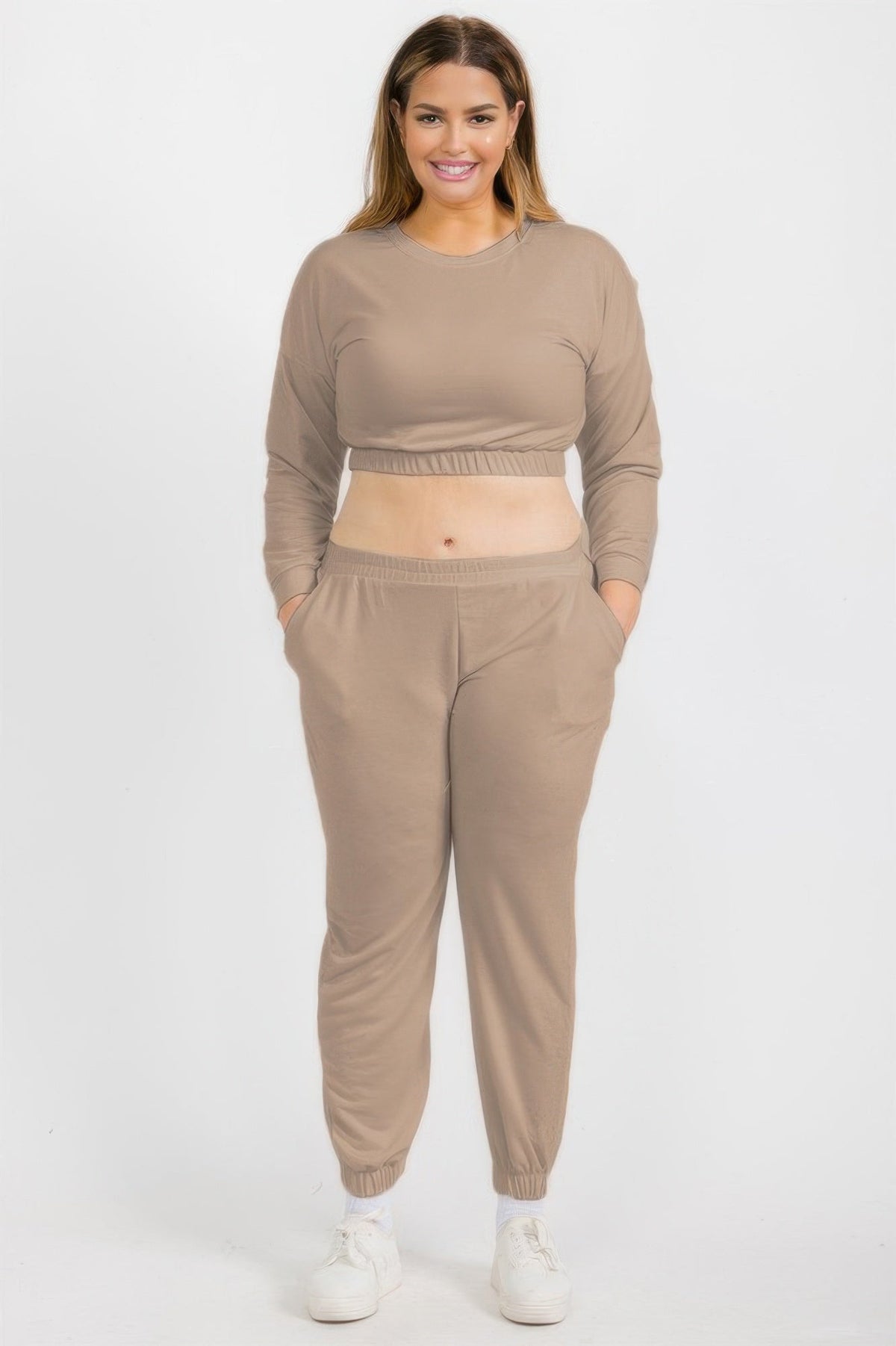 Plus Size French Terry Pullover &amp; Joggers Set