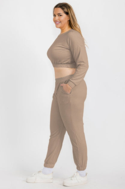 Plus Size French Terry Pullover &amp; Joggers Set