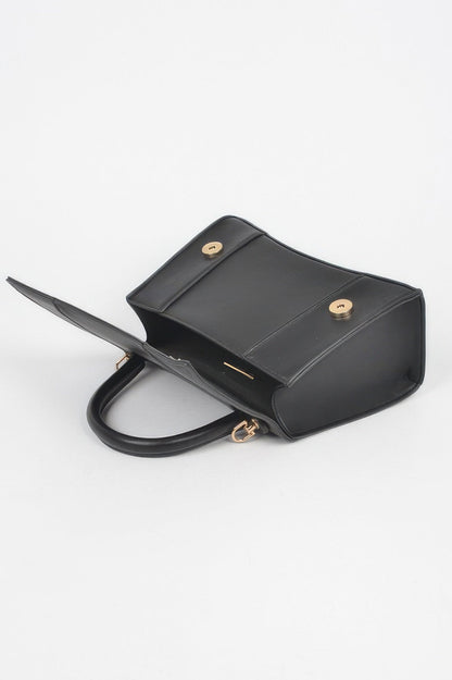 Faux Leather Top Handle Bag