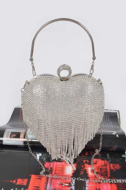 Rhinestone Fringe Heart Shape Party Bag