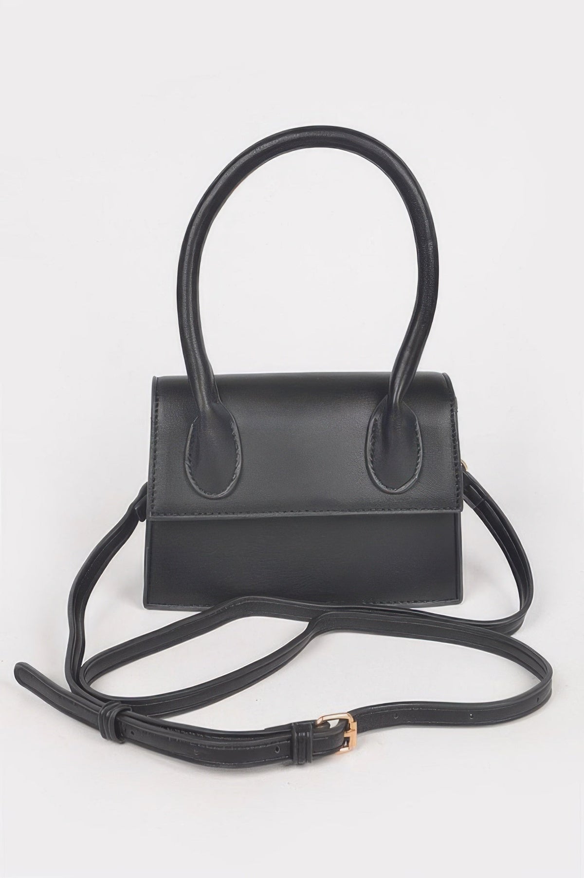 Faux Leather Top Handle Bag