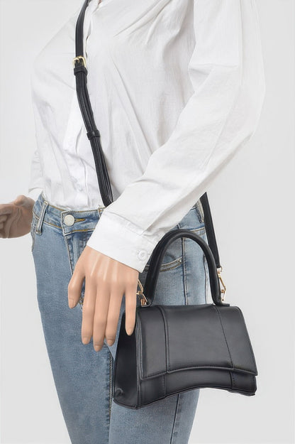 Faux Leather Top Handle Bag