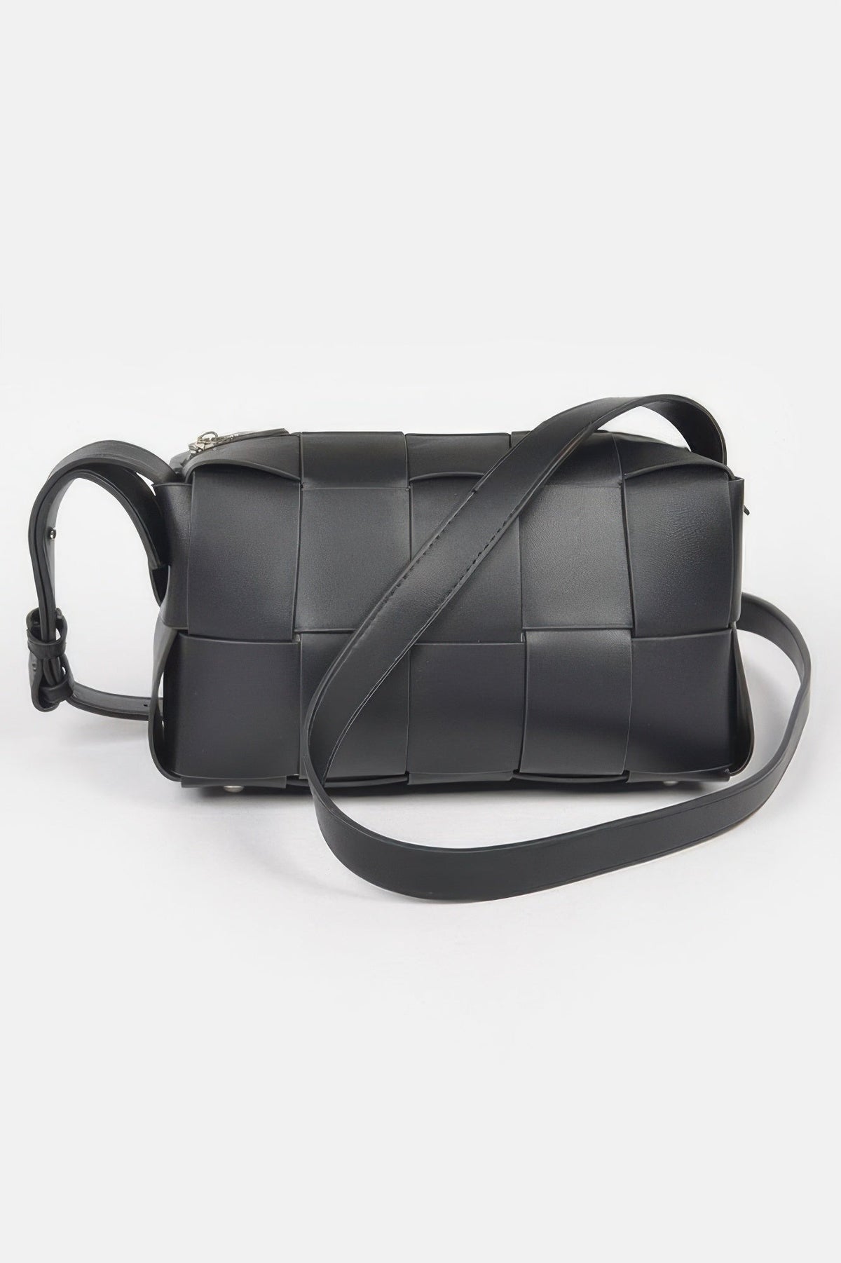 Faux Leather Braided Zip Bag
