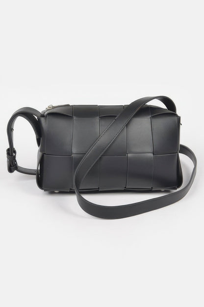 Faux Leather Braided Zip Bag