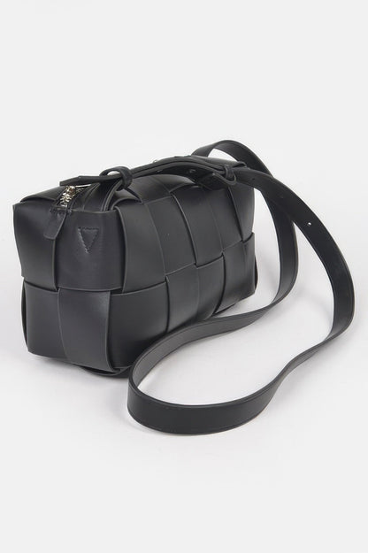 Faux Leather Braided Zip Bag