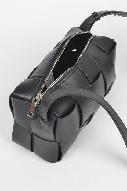 Faux Leather Braided Zip Bag