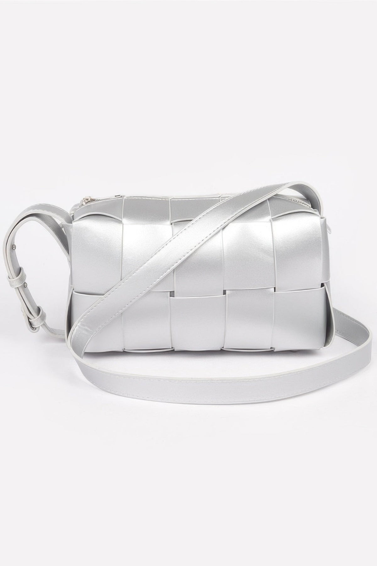 Faux Leather Braided Zip Bag