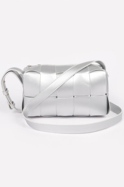 Faux Leather Braided Zip Bag