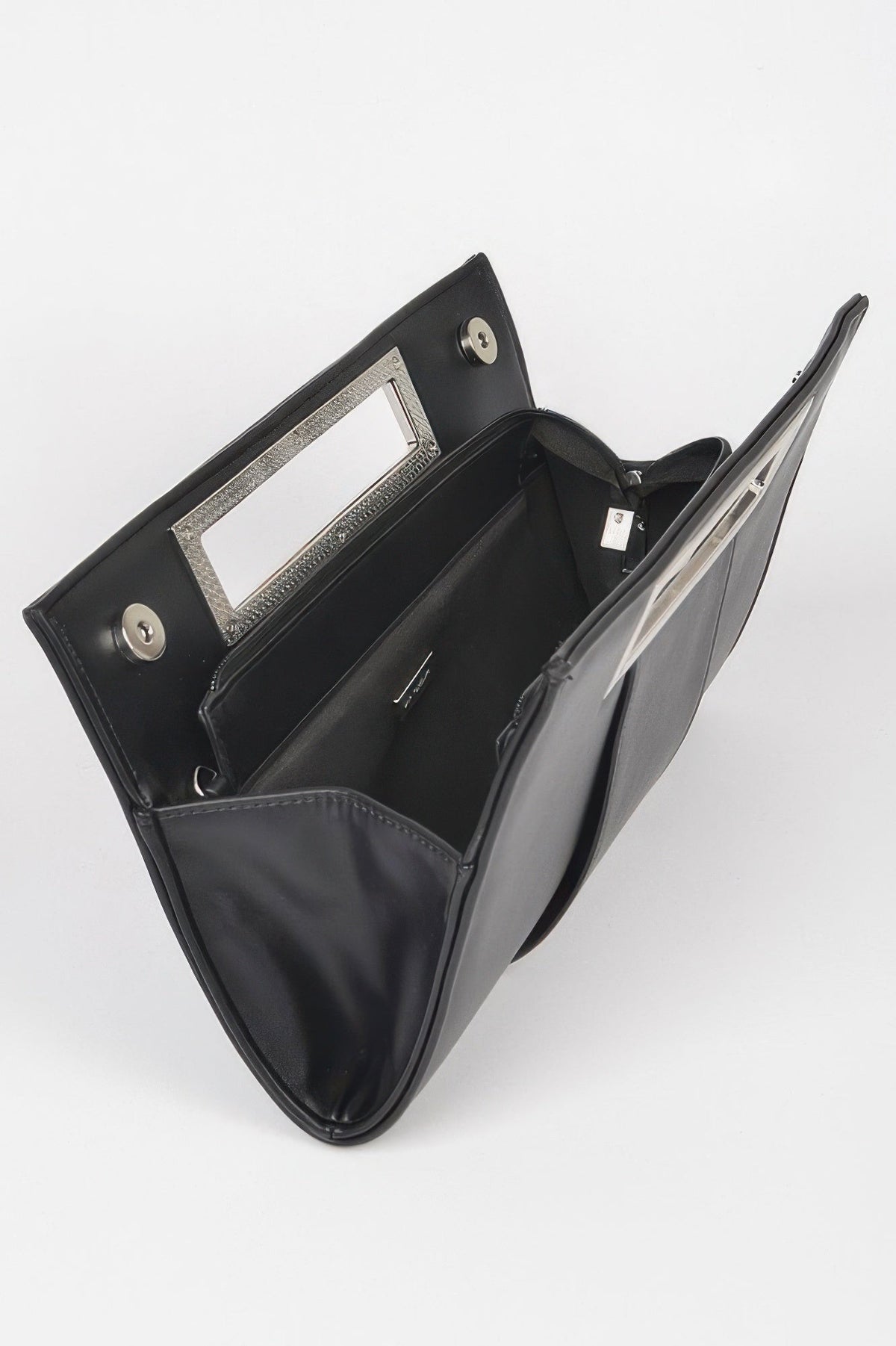Metallic Faux Leather Handle Clutch