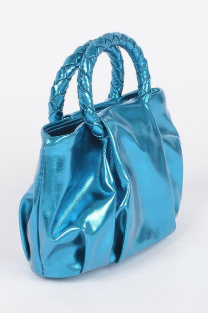 Metallic Top Handle Crossbody Bag