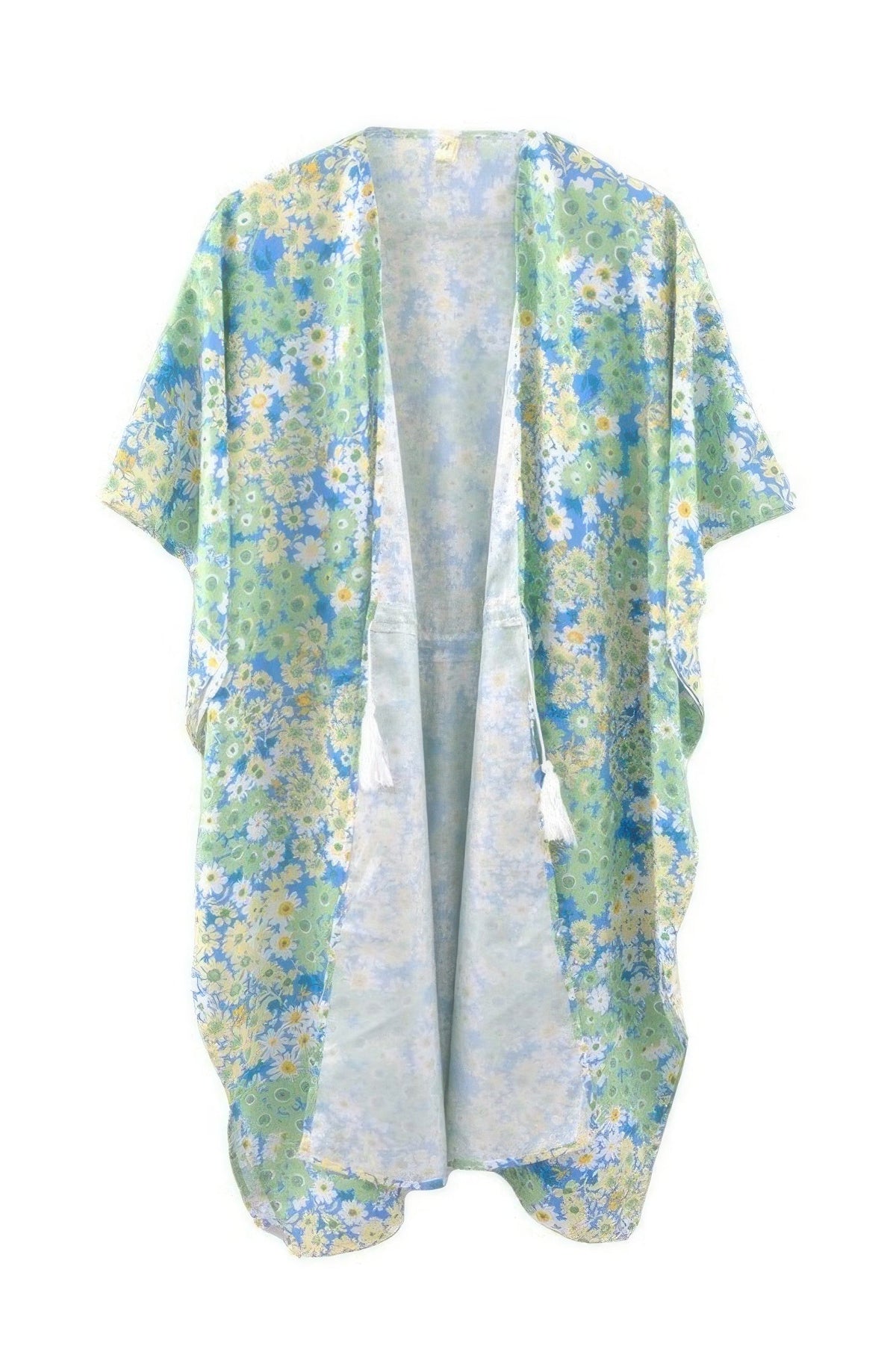 Flower Print Self-tie Drawstring Open Front Cover