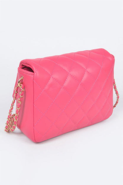 Quilted Faux Leather Flap Bag