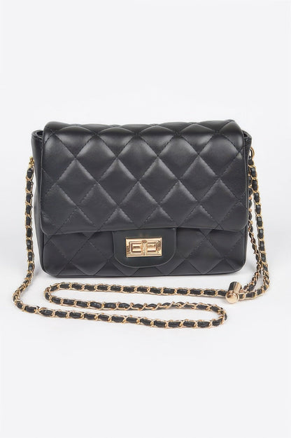 Quilted Faux Leather Flap Bag