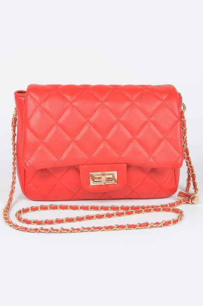 Quilted Faux Leather Flap Bag