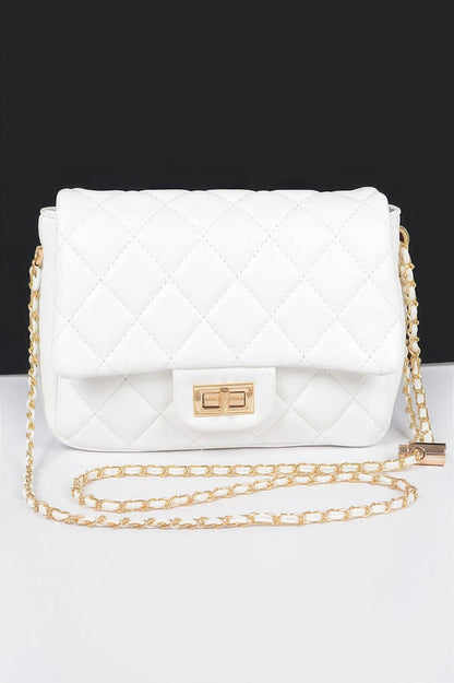 Quilted Faux Leather Flap Bag