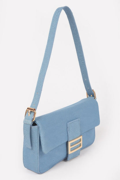 Denim Metal Buckle Shoulder Bag